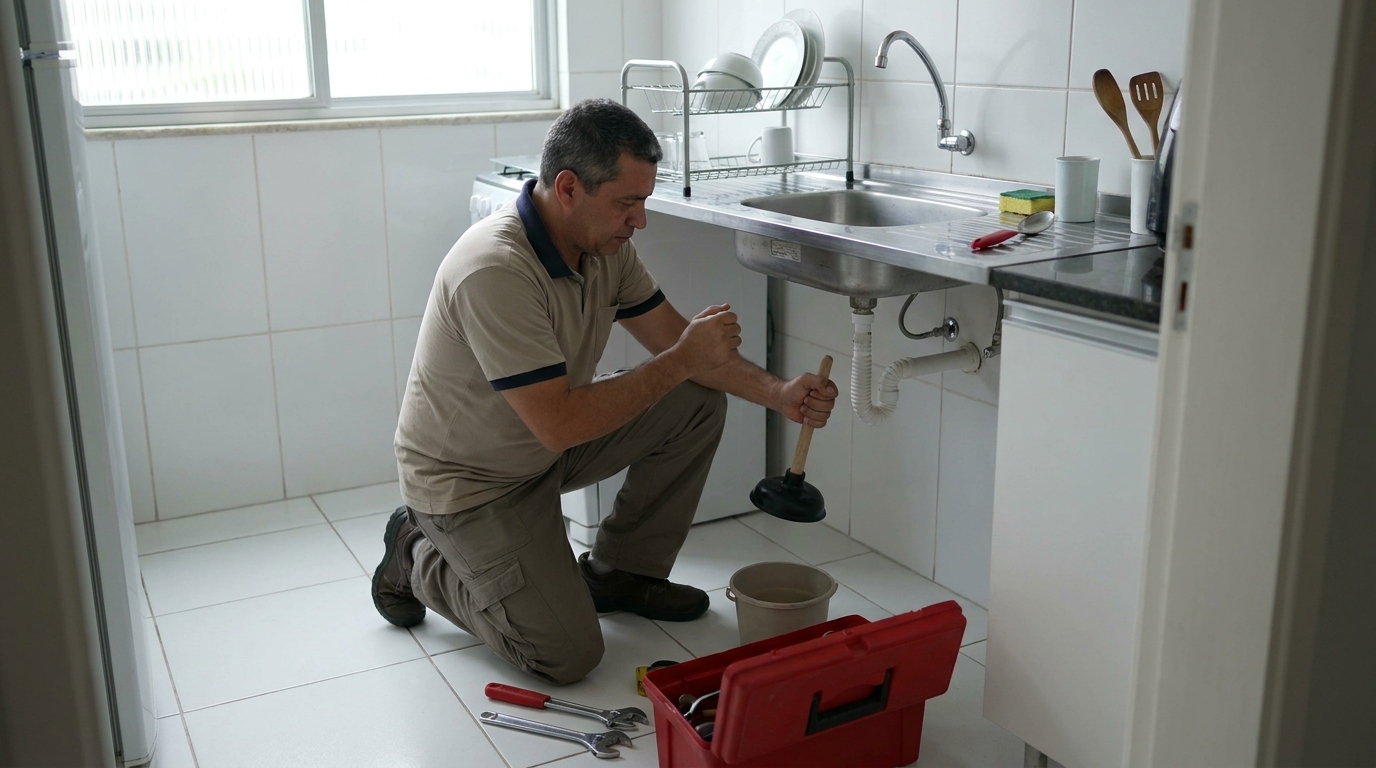 Desentupimento de pia residencial em Goiânia‑GO