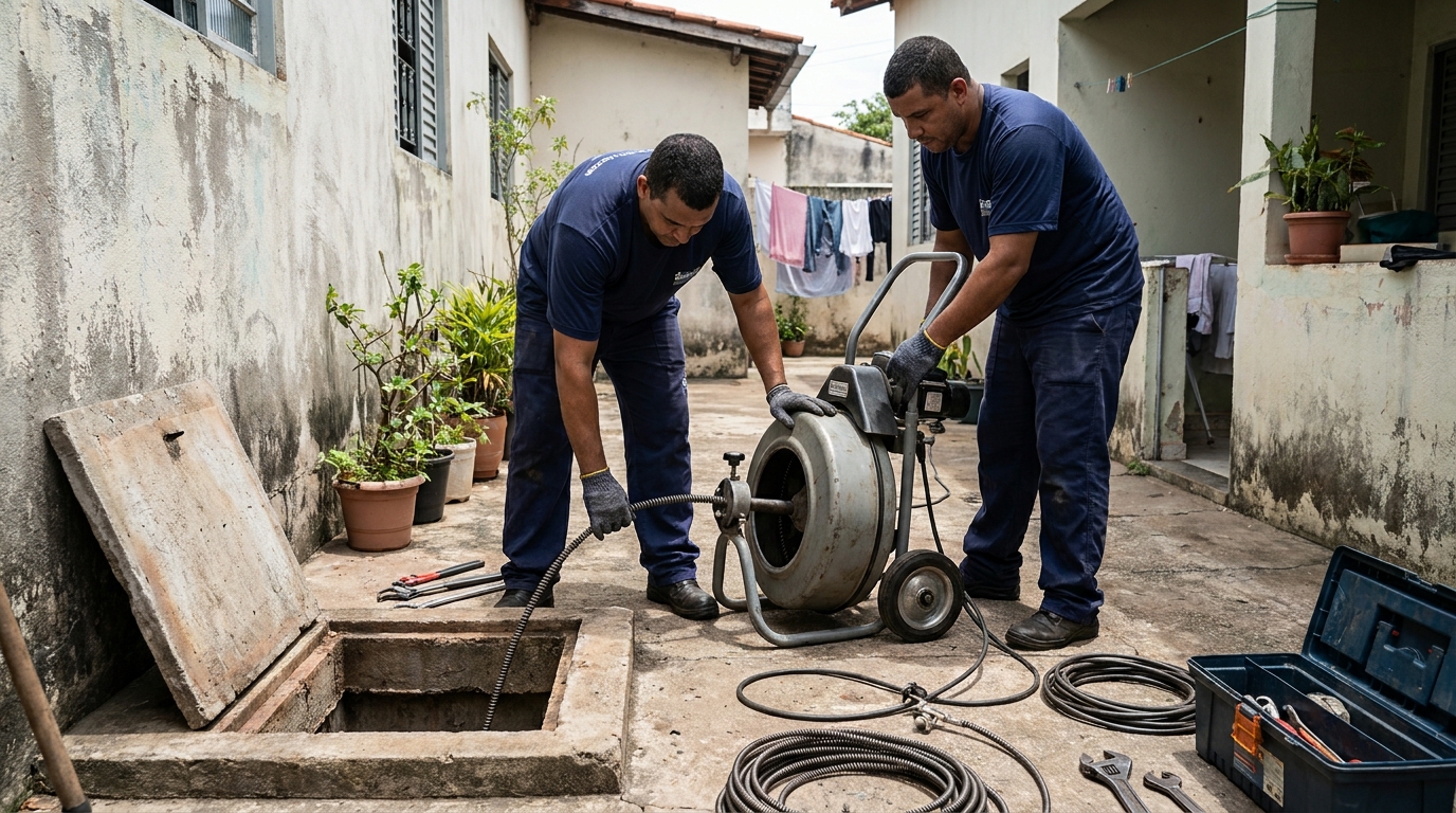Desentupimento de rede de esgoto em Goiânia‑GO