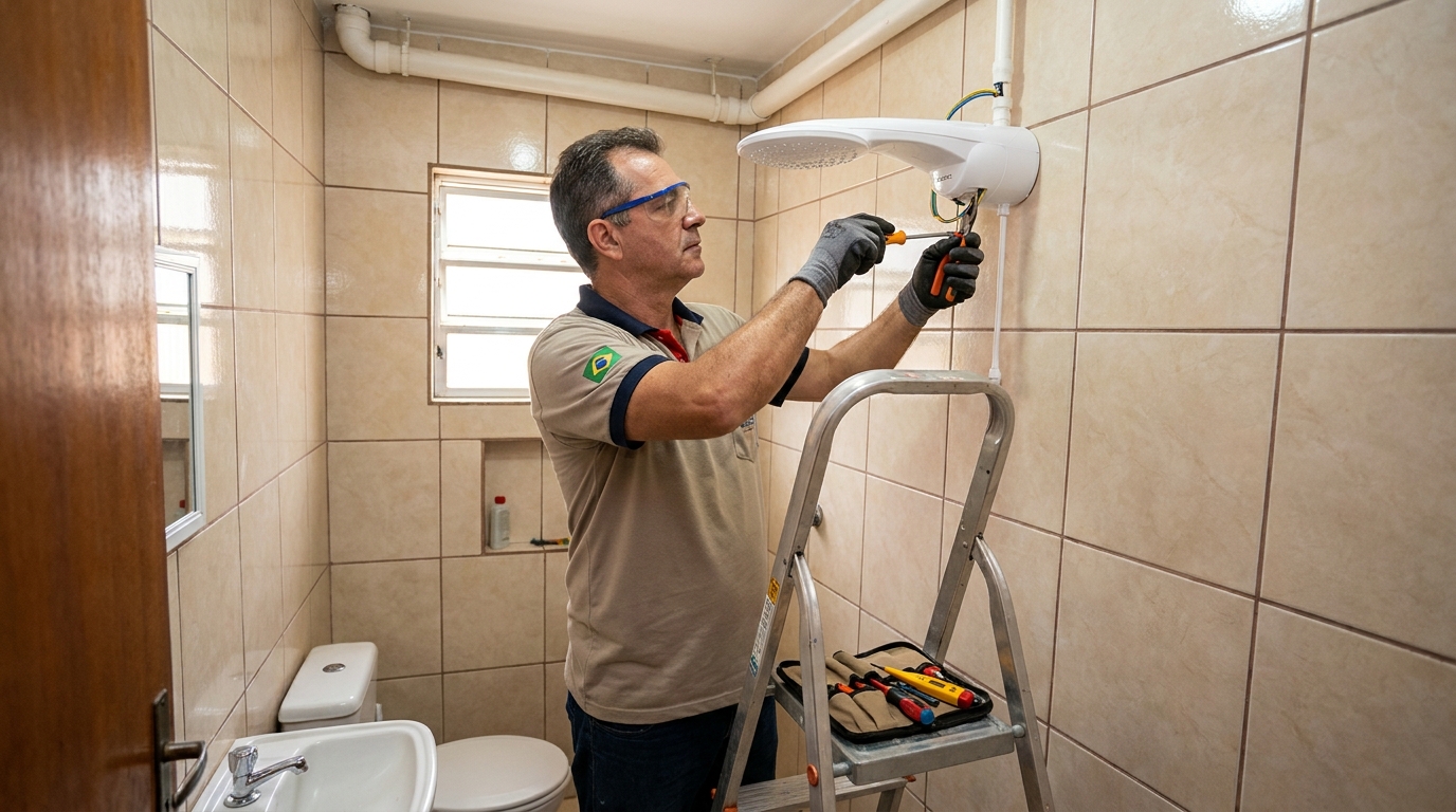 Instalação de chuveiro no banheiro em Goiânia‑GO