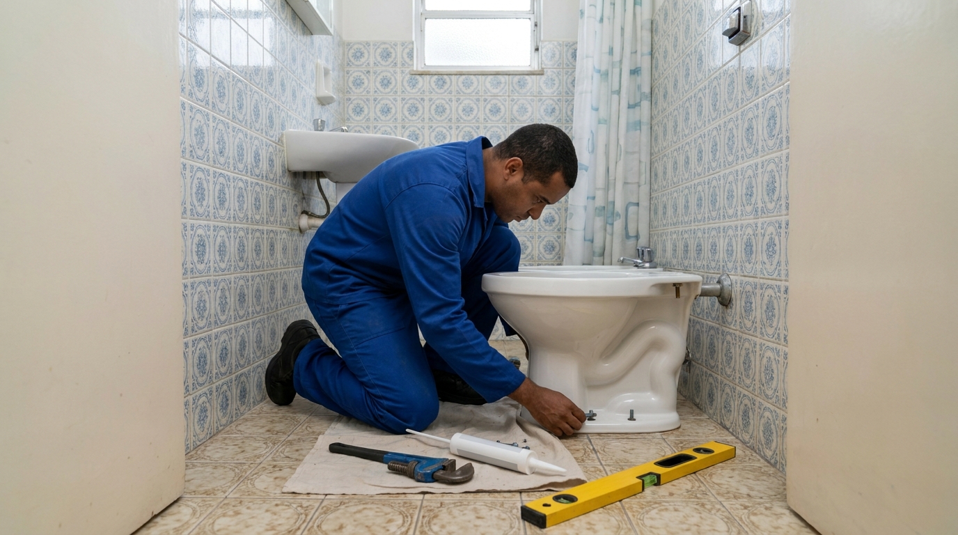 Instalação de vaso sanitário residencial em Goiânia‑GO