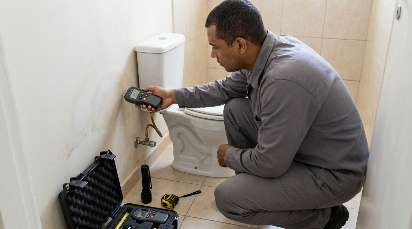 Técnico de caça vazamento em residência em Goiânia‑GO